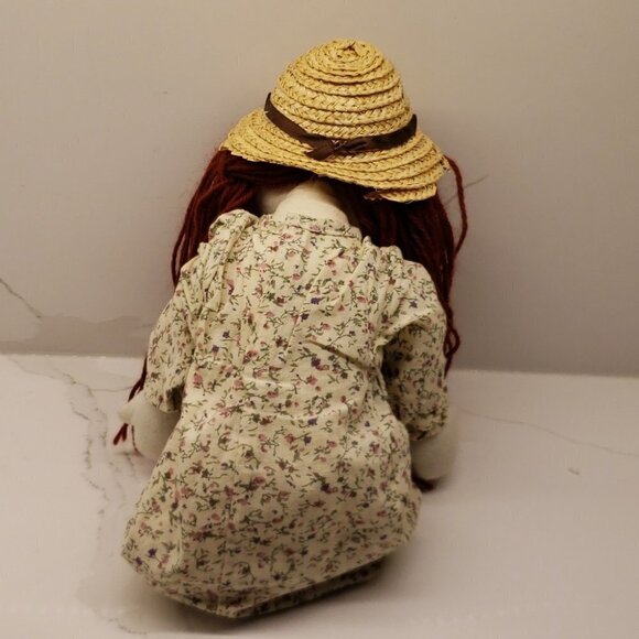 Anne of Green Gables  Rag Doll Long Brown Hair Straw Hat 18" tall Plush Stu - Picture 4 of 10
